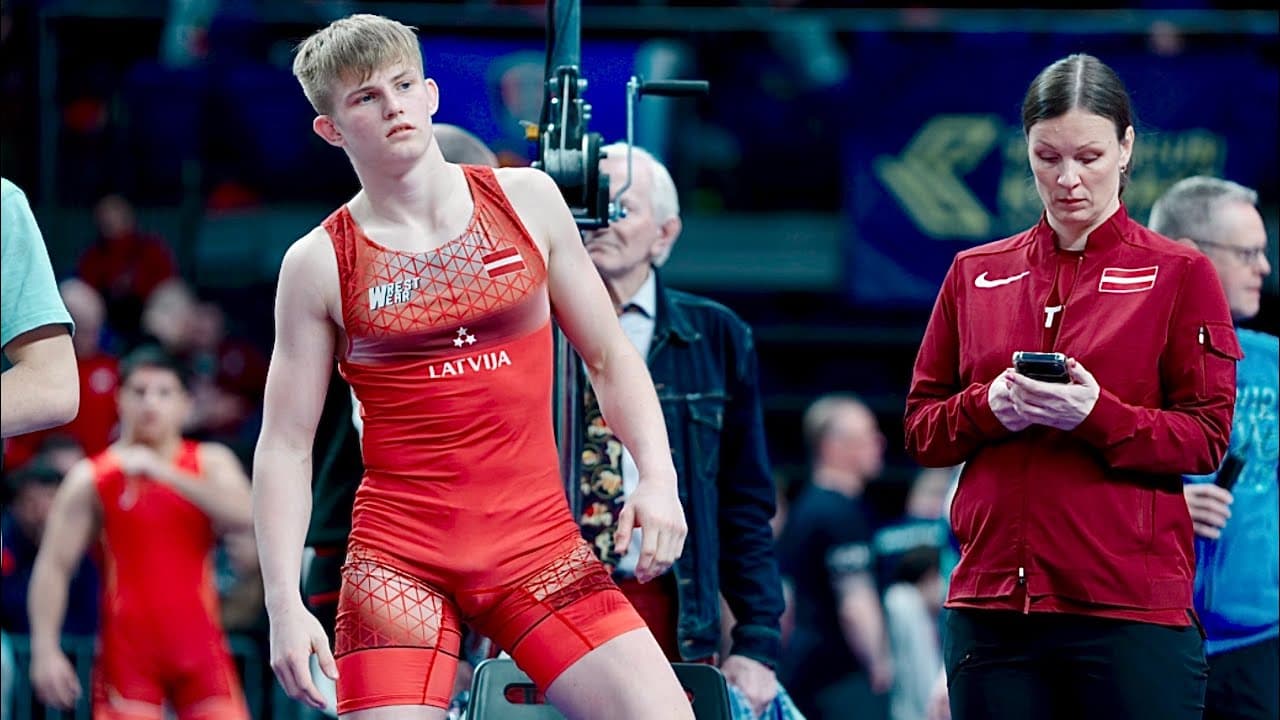 U17 Dmitrijs Daliba (LAT) vs Arsen Vazaryan (POL) 71kg. Freestyle boys youth wrestling tournament.