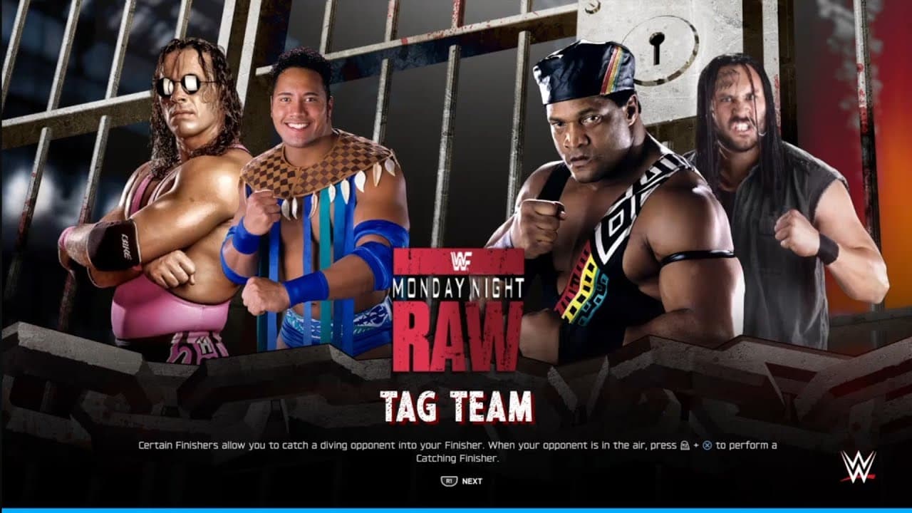 Hart & Maivia vs Faarooq & Crush. Monday Night Raw. WWE 2K25
