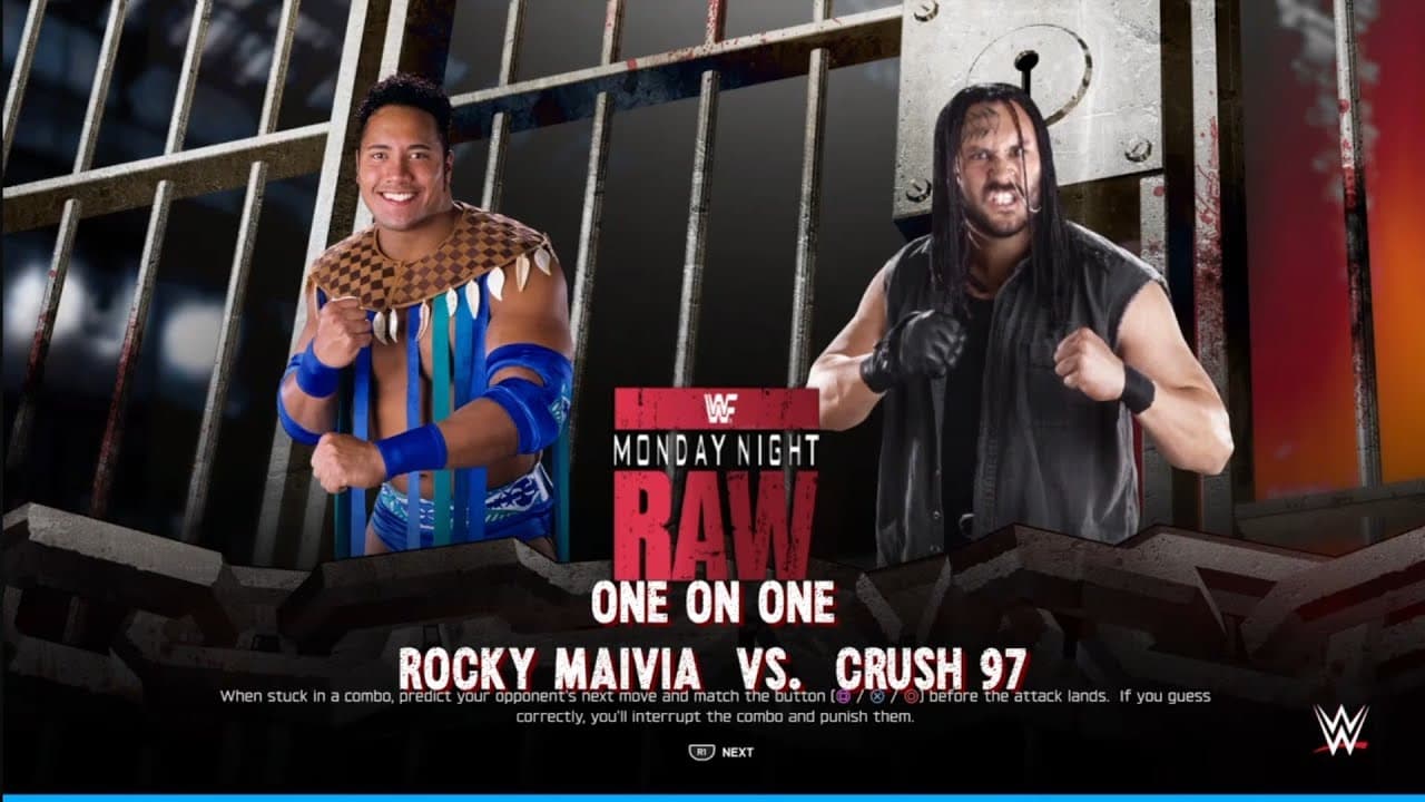 Rocky Maivia vs Crush. Monday Night Raw. WWE 2K25