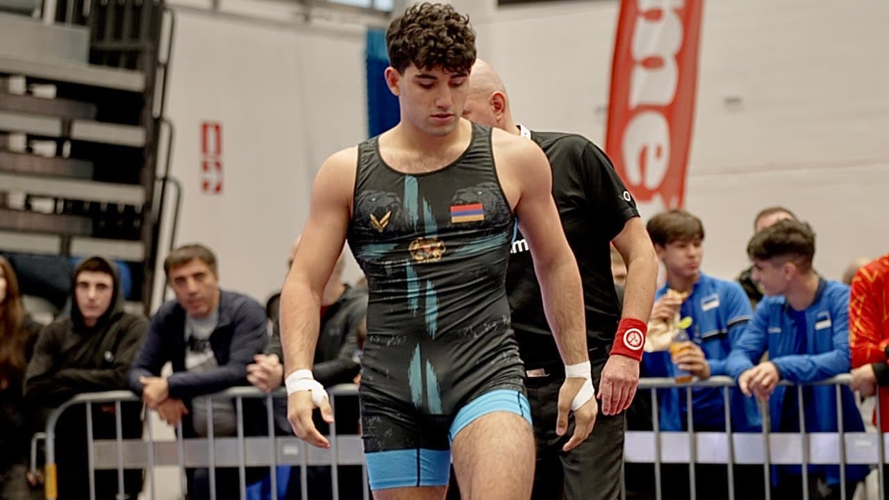 U17 Georg-Kaarel Tingas (EST) vs Aram Sargsyan (ARM) 71kg. Greco-roman boys youth wrestling. B-cam-m