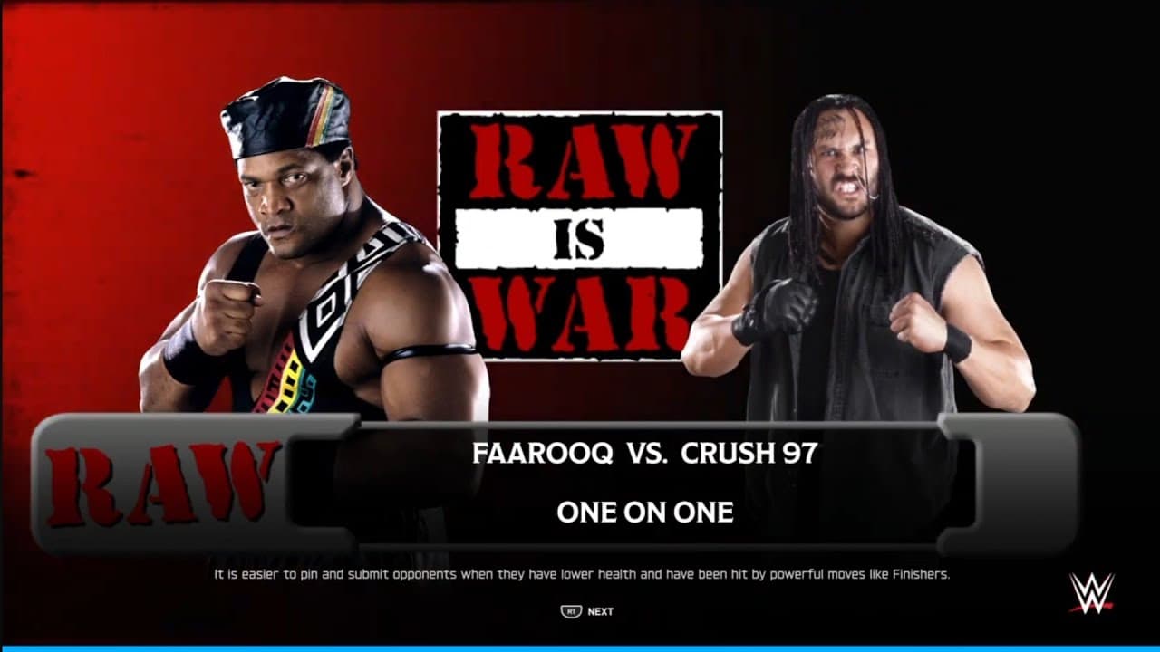 Faarooq vs Crush. Raw is War. WWE 2K25