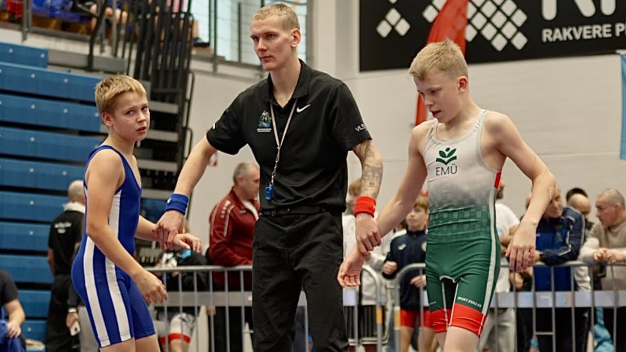 U13 Mairon Rebane (EST) vs Timurs Zivkovs (LAT) 41kg. Greco-roman boys youth wrestling. B-cam-man