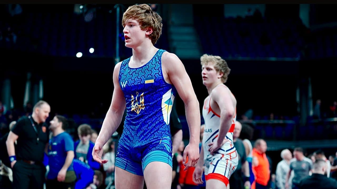U17 Everett Knospe (USA) vs Serhii Danylevych (UKR) 71kg. Freestyle boys youth wrestling tournament.