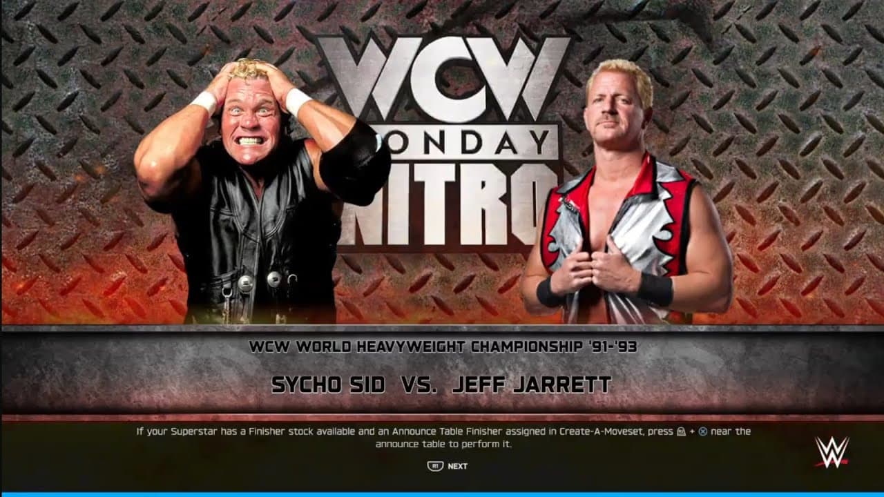 Sycho Sid vs Jeff Jarrett. Nitro. WWE 2K25
