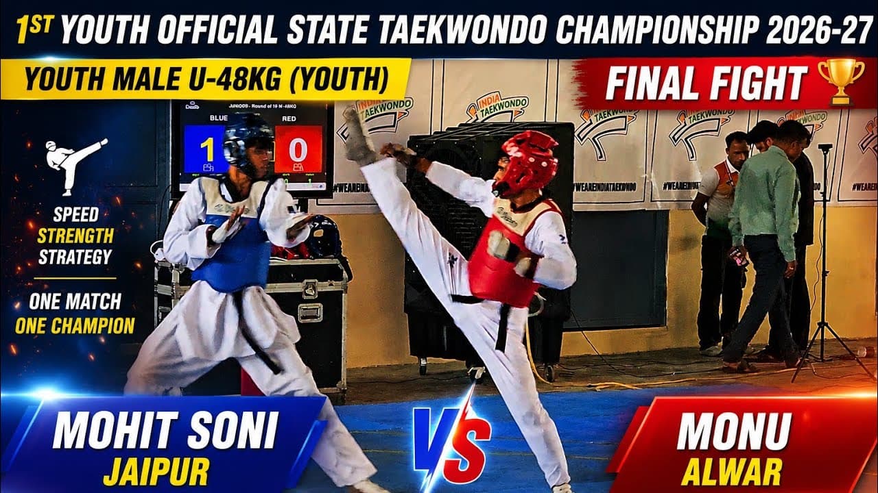 Mohit Soni Jaipur vs Monu Alwar | YOUTH Male U-48KG | State Taekwondo Championship 2026-27 🥋🔥 #48kg