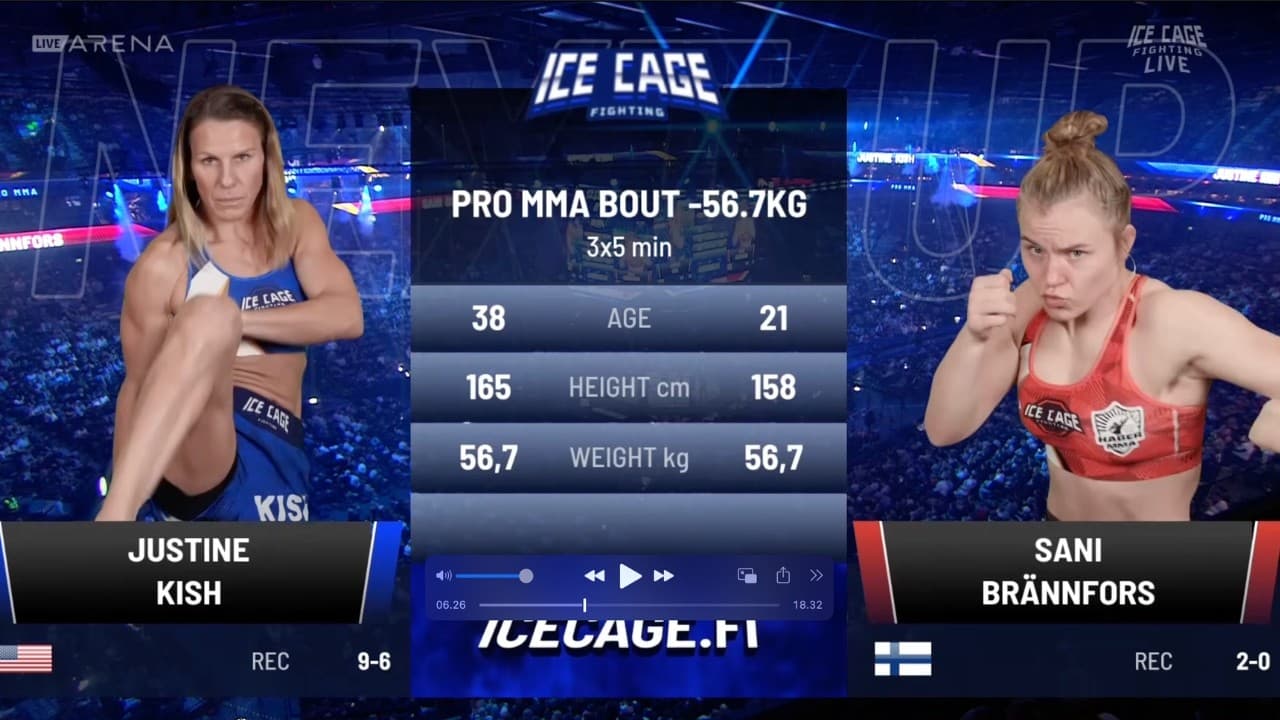 Sani Brännfors vs Justine Kish FULL FIGHT | ICE CAGE 7