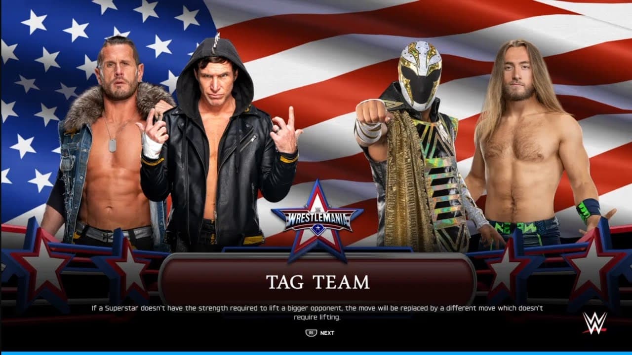 The Mottor City Machine Guns vs Fraxiom.  WWE 2K25