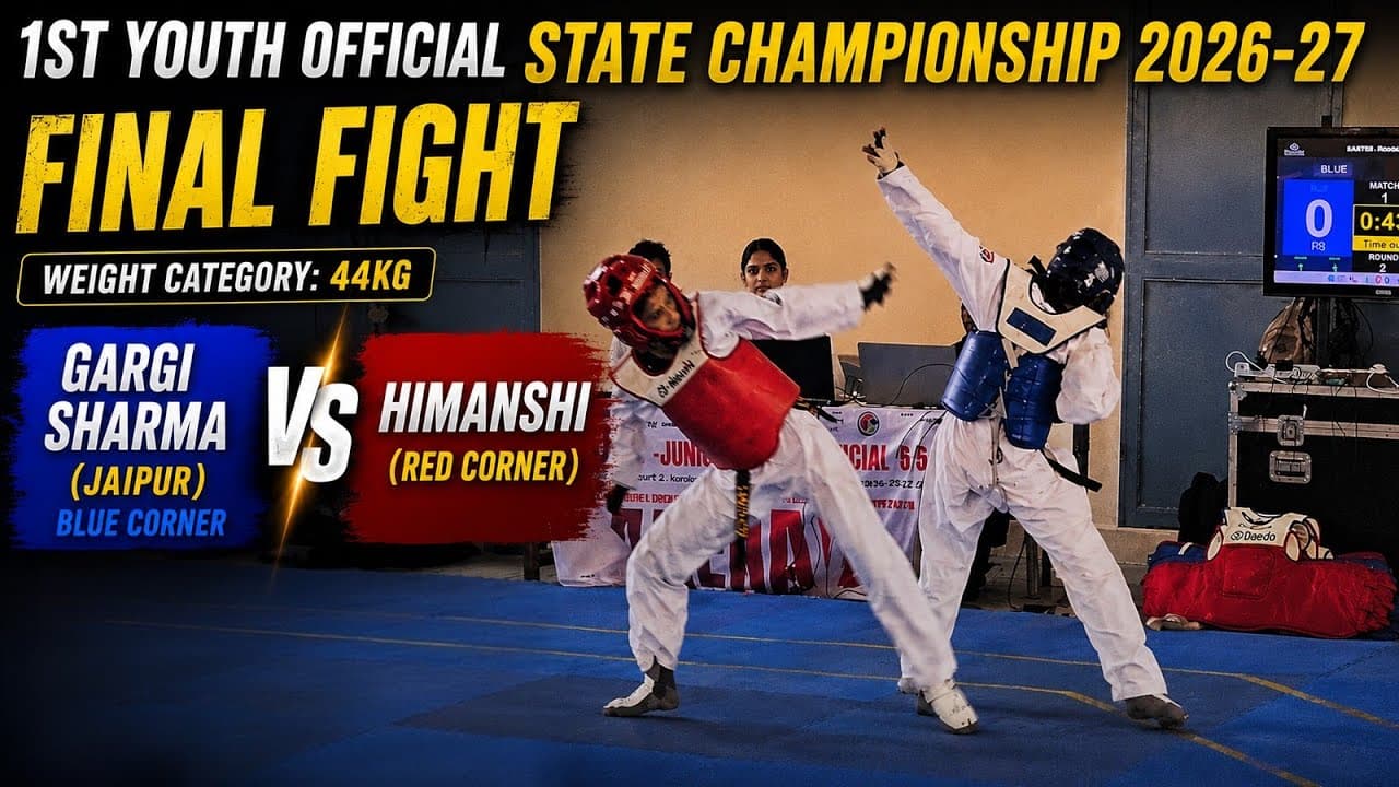 FINAL FIGHT 🔥 Gargi Sharma vs Himanshi | 44KG State Championship Fight #44kg #taekwondo