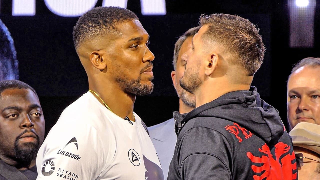 FACE OFF: Anthony Joshua vs. Kristian Prenga • FIRST HEAD-TO-HEAD in London | DAZN Boxing
