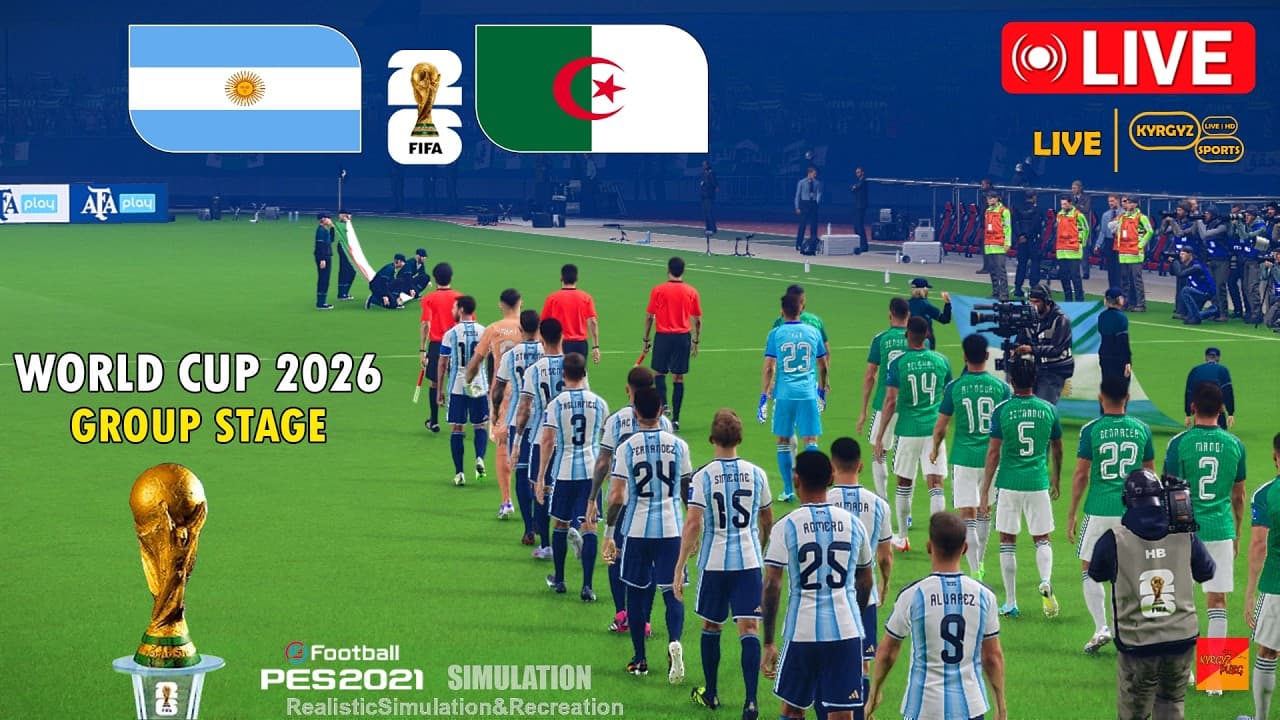 🔴LIVE : ARGENTINA vs ALGERIA | FIFA World Cup 2026 Group Stage | Live Video Game Simulation PES 2021