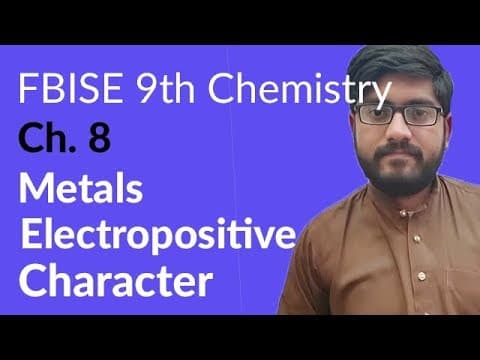 Federal Board 9th Chemistry Ch. 8 Chemical Reactivity