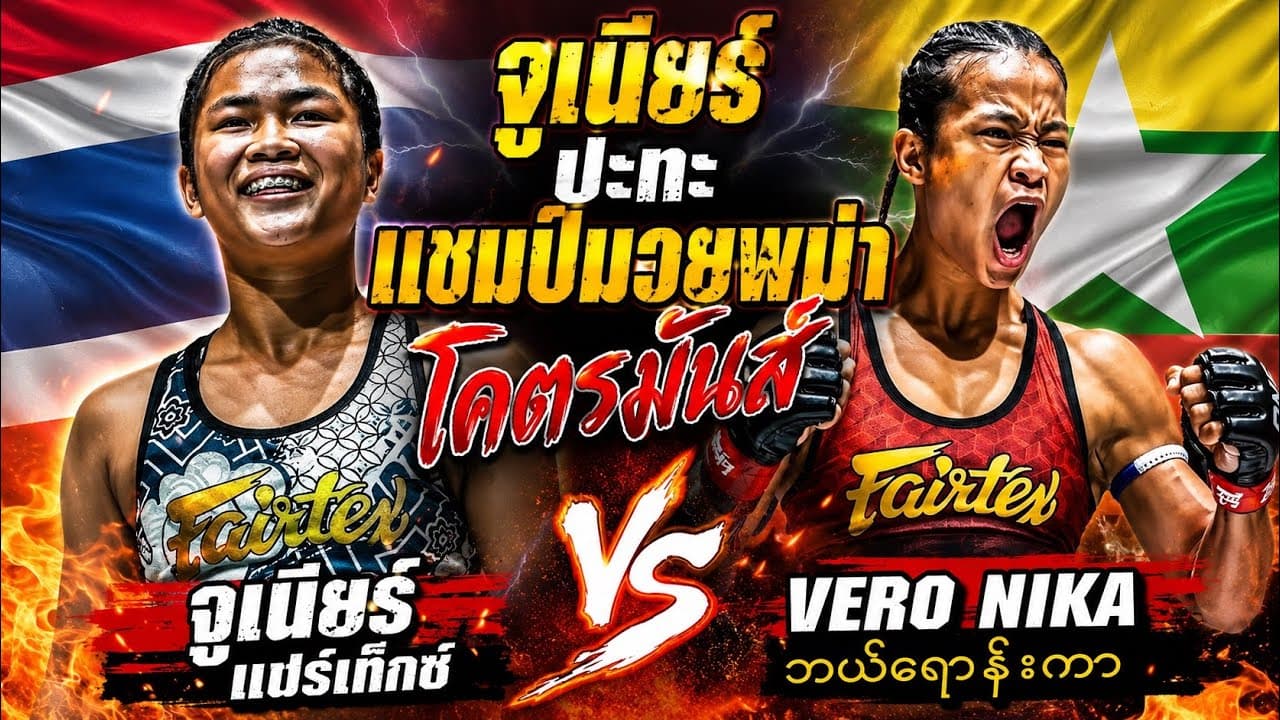 จูเนียร์ปะทะแชมป์มวยพม่า โคตรมันส์ Vero Nika ဘယ်ရောနီးကာ vs จูเนียร์ แฟร์เท็กซ์