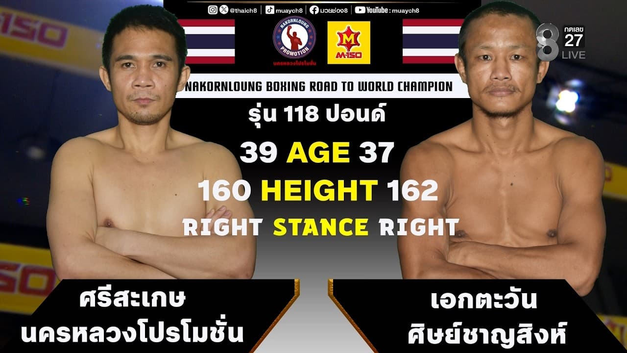 NKL BOXING | คู่ที่ 5 ศรีสระเกษ นครหลวงโปรโมชั่น VS เอกตะวัน ศิษย์ชาญสิงห์ 2026-07-03 22:30