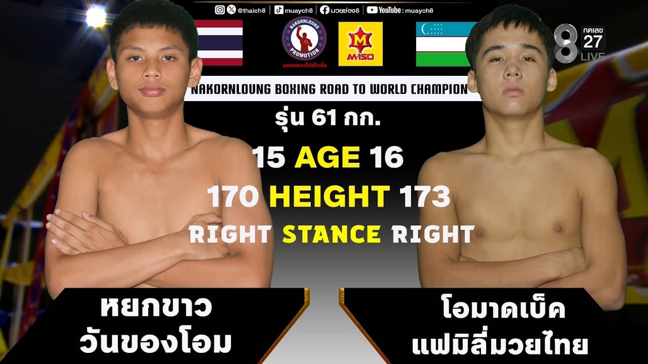 NKL BOXING | คู่ที่ 2 หยกขาว วันของโอม  VS โอมาดเบ็ค แฟมิลี่มวยไทย (อุซเบกิสถาน)