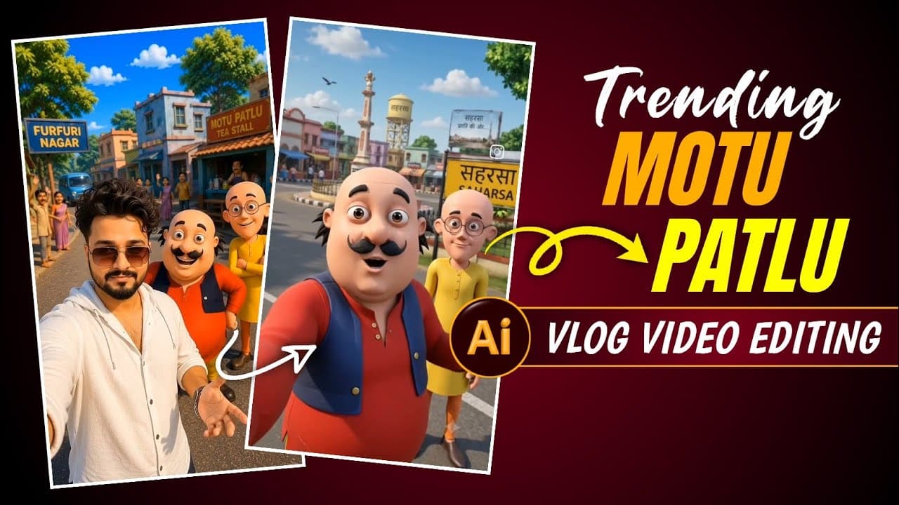 Instagram Viral Motu Patlu Ai Vlog Video Kaise Banaye | Trending Motu Patlu Village Video Editing