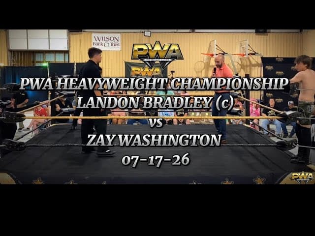 PWA Wrestling: PWA Heavyweight Championship Match, Landon Bradley (c) vs Zay Washington