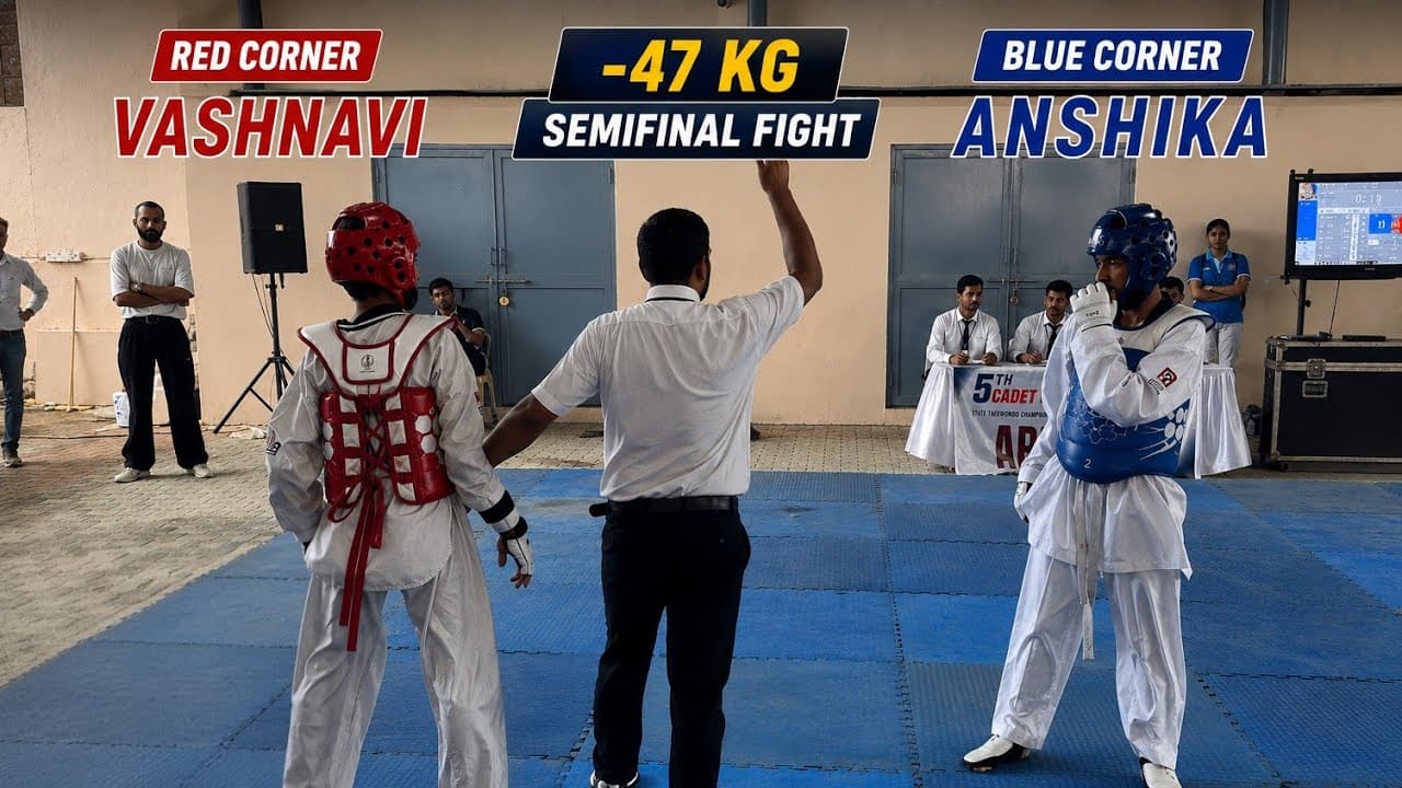 🔴Vashnavi vs Anshika🔵 | -47 KG Semifinal | 5th Cadet & Junior State Taekwondo Championship