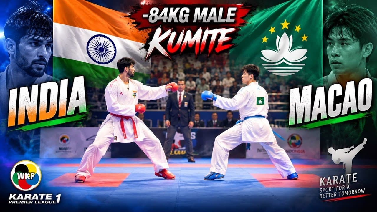 -84 K.G Male Kumite.. Chetan Bhatt India (AKA🔴) VS IP Wai Him Macau China (AO🔵).. Asian Karate game.