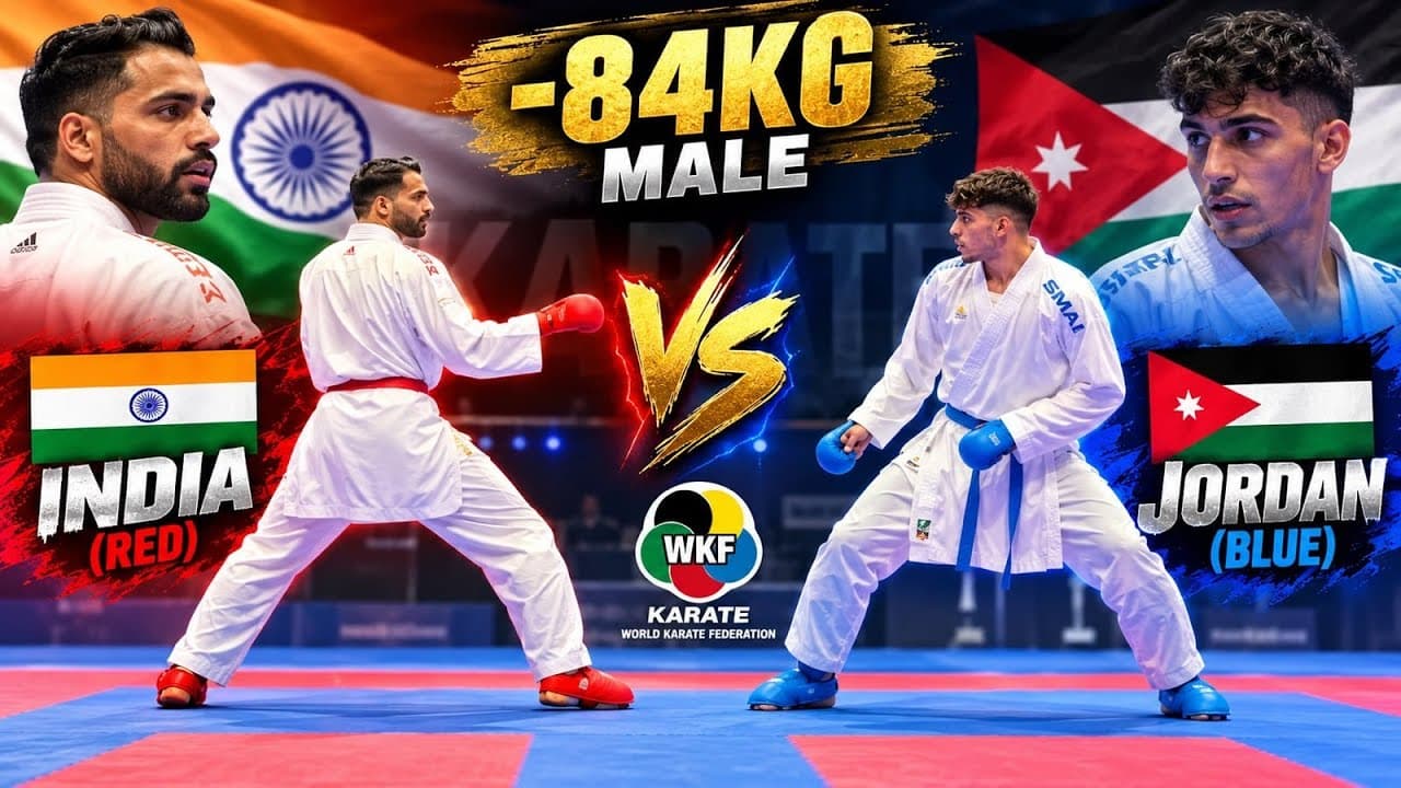 -84 K.G Male Kumite Match. Mohammad Aljafari JORDAN (AKA🔴) VS Akshay B. Mahara INDIA (AO🔵). AKF GAME