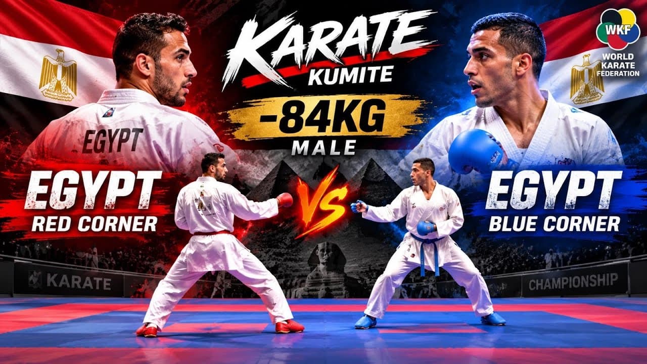 -84 K.G MALE FINAL KUMITE MATCH.. RAMADAN M. EGYPT (AKA🔴) VS BADAWY YOUSSEF EGYPT (AO🔵).. KARATE 1..