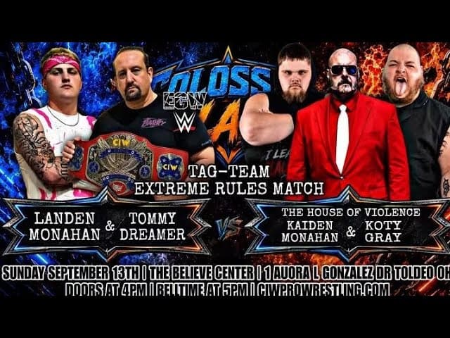 CIW: Kaiden Monahan & Koty Gray vs. Landen Monahan & Tommy Dreamer (Extreme Rules Match) 9/13/26