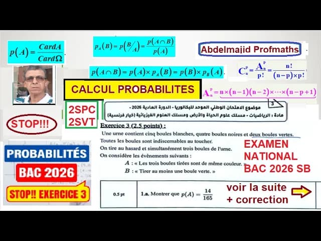 Calcul de probabilités/Dénombrement/2SPCF- 2bacspcf/sciences techniques/Terminale S/dénombrement/Analyse combinatoire/variable aléatoire-loi binomiale